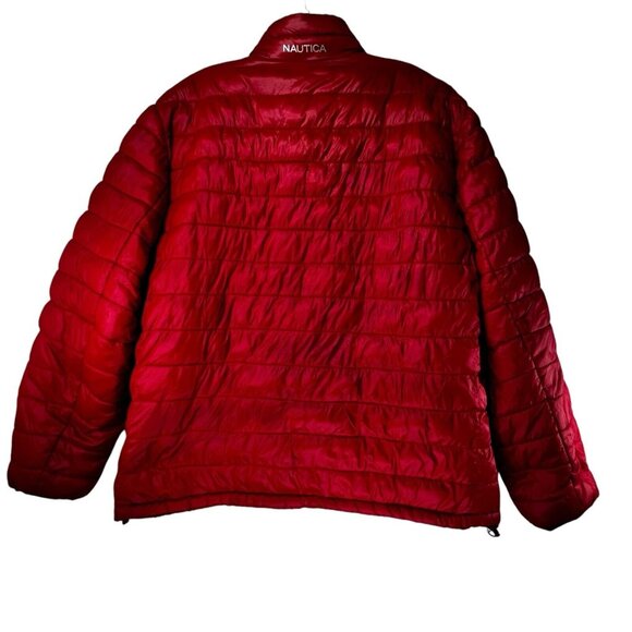 NAUTICA Mens Quilted Puffer Jacket Water Wind Resistant Red Fleece Lined XL Coat - Picture 3 of 14